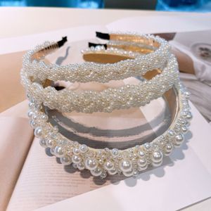 Korean version high-end retro small fragrant style handmade fish string, bright pearl ethnic series bride hair hoop hair clip accessories