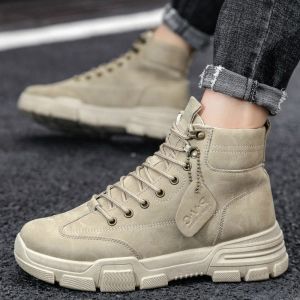 Stiefel 2020 Neue Herbst Wintermen Stiefel Leder wasserdichte Schnürstiefel Militärstiefel Herren -Knöchel Leichte Schuhe für Männer lässig Nicht -Slip