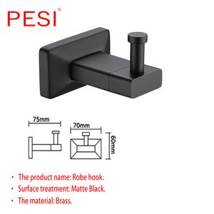 Matte schwarze Badezimmer -Hardware -Set Black Robe Haken Single Towel Bar Robe Hakenpapierhalter Alle Messingbadzubehör.