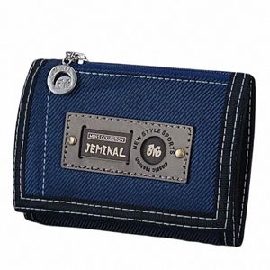 Adolescentes Nyl Trifold Casual Carteira cinza para homens homens jovens novidades mey bolsa de bolsa com zíper de moeda de moeda de cartão