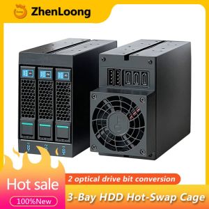 Ketten-/Miner 3bay Hot Swap Festplatte Cage Mobile 3,5 Zoll SATA SSD HDD -Rackschrank -Datenspeicher für zwei 5,25 -Zoll -optische Antriebsposition