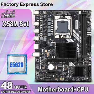 Materie Jingsha X58 LGA1366 Kit scheda madre con Xeon E5620 Supporto CPU Reg ECC DDR3 fino a 32 GB USB2.0 Dual Canali Mobo PCIE X16 SATA