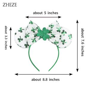 2024 St Patrick's Day Clover Orecchie del mouse Banca per paillettes per ragazze Festivari per capelli da 5 