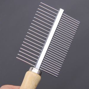 Pet Knot Trimmer Brush, Dog Cat Knot Remover Comb, Pet Grooming Tool, Perfekt för långa lockiga djur trähandtagskam
