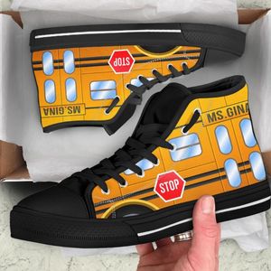 Повседневная обувь Instantarts Bus Design High Top Canvas мужской спортивный скейт -кроссовки хип -хоп теннис тренд тренд Vulcanize
