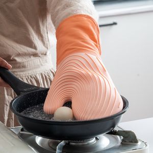 Nicht rutschfeste Silikonofenhandschuhe Hitzebeständige Ofenhandschuhe Topfhalter Grillen Gants Wasserdichte Küchenhandschuhe zum Grillenkochen