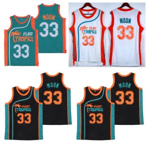 Jackie Moon Semi Semi Pro Flint Tropics Film Koleji Basketbol Forması Yeşil Beyaz Siyah Boyut S-XXL