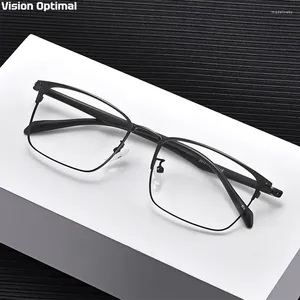 Óculos de sol Frames Vision Men Optimal Men Browline Square Ultra Light Pure Titanium Frame Prescrição óptica Anti -Blue Glasses 2024