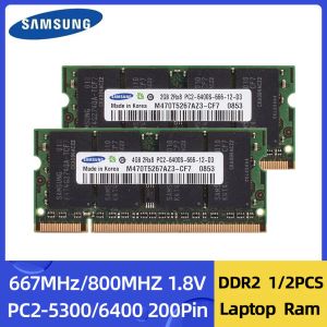 Rams Sansung Laptop Ram DDR2 2GB 4GB 800MHz 667MHz SODIMM PC6400 PC5300 1.8V 200PIN MEMINE FÖR NOTBOOK