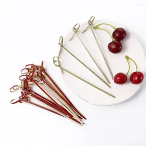 Forks Cocktail Eco-friendly Disposable Bamboo Knot Picks Skewer Party Supplies Toothpick