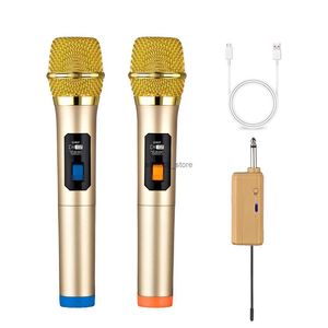 Microfones Heikuding Wireless Microphone UHF Dual Cordless Dynamic System Laddningsmottagare med karaoke som sjunger DJ Microphoneq