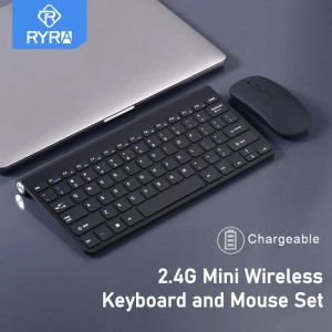 Combos RYRA 2.4G mini trådlöst tangentbord och musuppsättning ultra tunt tyst skyddande vattentäta tangentbordsmöss för Mac Apple PC -dator