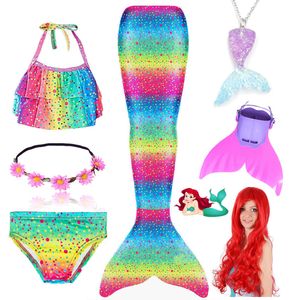 New Kids Mermaid Tail Swimmable Bathing Suit de maiô Bikini Girls Mermaid Swimsuit Costume Mermaid Tail pode adicionar Wig Monofin Flippers