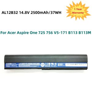 Batterier AL12B32 LAPTOP -batteri för Acer Aspire One 725 756 V5171 B113 B113M AL12X32 AL12A31 AL12B31 AL12B32 14.8V 37WH/2500MAH