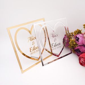 Segno di matrimonio personalizzato in stile diverso nome Data Acrilico Scool Frame di Word Decor con un chiodo Regalo Round Heart