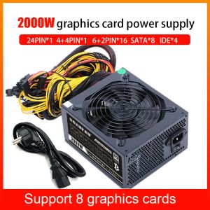 Leveranser 2000W/2400W gruvströmförsörjning 180240V 8GPU med autotermiskt kontrollerat fanbold grafikkortslinje PSU för gruvarbetare