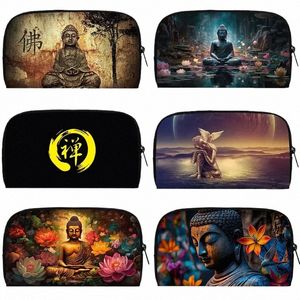 Buddhismus Gott Druck Brieftaschen Frauen Shakyamuni Buddha Manjushri Mahakala ID -Kartenhalter LG Geldbeutel Casual Coin Mey Bag Geschenke S2P2#