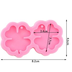 Glänsande fyra bladklöver silikon mögel diy epoxi harts hantverk nyckelring mögel polymer lera hänge handgjorda smycken mögel