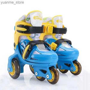 Inline Roller Skates Double Line Roller Skates For Kids Adjustable 4-wheel Skating Shoes Professional PU Flashing Wheel Children Sneakers Y240410Y240418NWBE