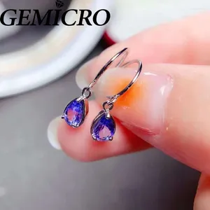 Dingle örhängen Gemicro 925 Sterling Silver Natural Pear Water Drop High Quality Tanzanite Earring for Women Fine Jewelry Mothers 'Day