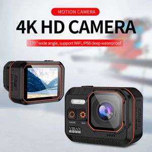 Kameras WiFi Motion Camera 20MP 4K 60fps Helm Action Cam wasserdichte elektronische Bildstabilisierung 170 ° Weitwinkel für Outdoor -Sport