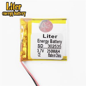 Litiumbatteri 302535 3.7V 250mAh 032535 ​​MP3 MP4 Bluetooth -högtalarbatteri ögonmassagerbatteri