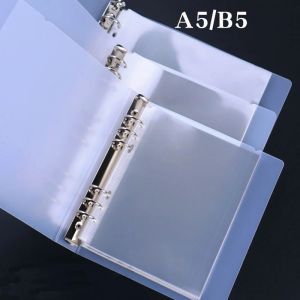 Bag 100pcs/SET A5/B5 Transparent Loose Leaf Notebook Documents 13/17 Hål PVC Sheet Protectors Arkivering Kort Kortshållare Tillbehör