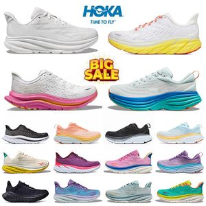 Hokah Bondi 8 Um tênis de corrida carbono x 2 tesineiros masculinos Hokka Triple Black Amber Amarelo Canção de verão Nimbus Cloud Men Women HOK Designer Clifton 9 Treinadores Tamanho 36-45