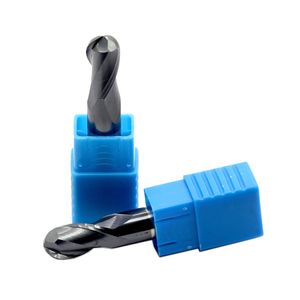 2 flöjter Tungsten Steel Ball Nose End Mills HRC45 Boll Head Milling Cutter Black Coating Carbide CNC Straight Handle Router Bits