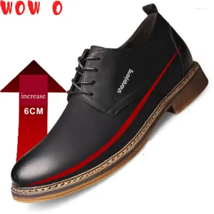 Scarpe casual da 6 cm in pelle in pelle nascosta tallone ascensore maschio inserti altezza aumentando uomini mocassini brogue