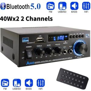 Wzmacniacz DC 12V 60/80W 2.0 Kanał Audio Bluetooth 5.0 Wzmacniacz mocy HiFi Stereo Audio Power Wzmacniacz z zdalnym sterowaniem wtyczką zasilającą