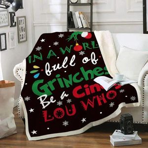 Blankets Christmas Cotton Blanket Double Layer Thickened Warm Soft Candy Cane Sofa Folded Edge Throw For Camping