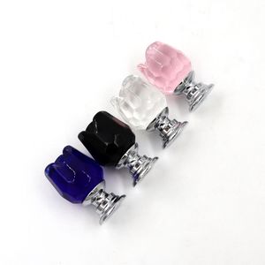 8 Pcs/Set Door Knobs Pink Rose Crystal Glass Kitchen Cabinet Pulls Drawer Furniture Handle 22MM w/8x20mm 8 x Screws