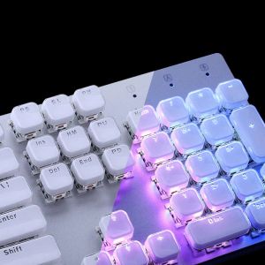 Kontrolliert transluzente Schlüsselkaps 104 Tasten Layout Low -Profile weiße Taste DIY Schwarzer Kristallkante für mechanische Tastatur