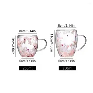 Water Bottles 250/350ml Double Layer Coffee Glass Cup With Handle Kitchen Dry Transparent Household Milk Supplies Filler Flowers M2x3