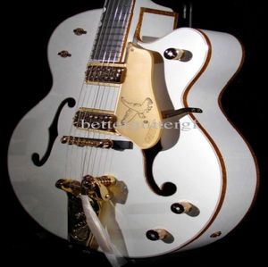 Rare Dream Guitar Gretch White Falcon Electric Guitar Gold Sparkle Body Binding Hollow Body Double F Hole Bigs Tremolo Bridge Gold3973649