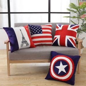 Amerikansk soffa kuddecase vardagsrum europeisk stil ris flagga medelhavs båge fönster kudde brittisk poszewki na poduszki