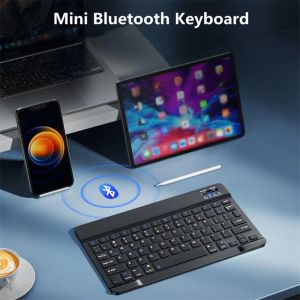 Клавиатуры Беспроводная мини -Bluetooth клавиатура 710 дюймов портативные перезаряжаемые для пластинок для ПК.