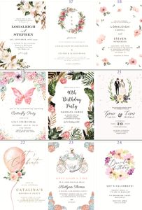 50pc 5.7x5.7inch Özelleştirilmiş Kişiselleştirilmiş Düğün Davetiyeleri 5x7 inç Tatlı XV Quinceanera Doğum Günü Davetler RSVP Tebrik Kartı