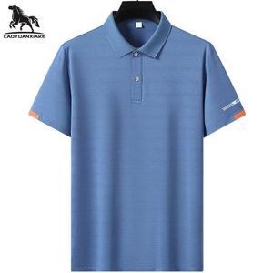 メンズTシャツメンズポロシャツM-4XL夏夏の新しい高品質メンズ短袖ポロシャツアイスシルクメンズビジネスカジュアルポロシャツ6802 J240409