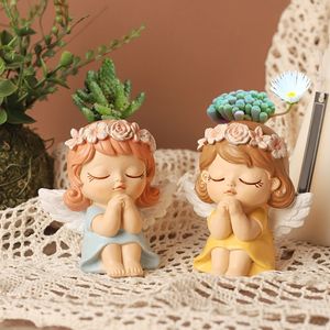 Cute Wreath Girl Flowerpot Epoxy Resin Mold Gypsum Concrete Plaster Plant Holder Silicone Mould DIY Crafts Decorations Mold