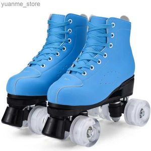Inline Roller Skates künstliche Leder -Rollschuhe Sneakers für Männer und Frauen Outdoor Sportschuhe 4 PU -Räder Patine Factory Direct Y240410