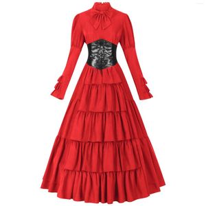 Gelegenheitskleider Renaissance mittelalterlich Kleid Kostüm mit Hut und Cinch Belt Women Victorian Fairy Retro Cosplay Gothic Ball Gown Kostüme