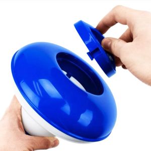 8 tum Deluxe Stora poolrengöringsverktyg Klor Dispenser Blue White Floating Swim Pool Tool Tablett Auto-leverantör