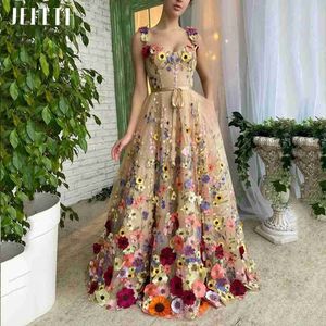 Городские сексуальные платья Jeheth Luxury 3D Flowers Prom Promply платье с цветочными женщинами возлюбленные пастырные без спины формальное вечернее платье Длина пола vestidos de Gala 240410