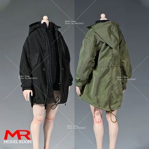 1/6 Scala femmina con cappuccio con cappuccio con cerniera con cerniera giacca in stile militare giacca in stile militare vestito a 12 soldato figura figura 240326