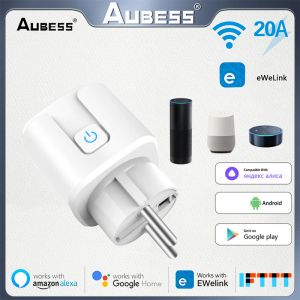 Akcesoria Ewelink Smart Plug WiFi Gniazdo UE 20A z funkcją czasu monitorowania zasilania działa z Alexa, Google Home Alice SmartThimg