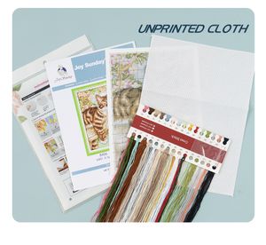 Joy Sunday Pre-Printed Cross Stitch Kit Easy Mönster AIDA Stamped Fabric Brodery Set-Flower Scenery