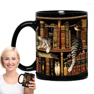 Kupalar Kitaplık Mücevher Kütüphaneci Kulübü ve Bookworm Design 350ml Kahve Çay Sütü Doğum Günü Noel Hediyesi ile Kitap Siyah