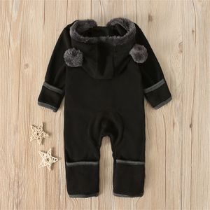 Süße Muties Neugeborene Kleidung Baby Girl Boy Fuzzy Kapuze Strampler Winter warmes Baby Langarm Bären Ohren Reißverschluss Jumpsuit 0-24m